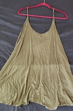 Army Green Forever 21 Spaghetti Strap Slip Dress XL Y2k Retro Fairy Boho Hippie