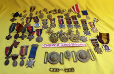 LARGE  VINTAGE COLLECTION JOB LOT CHURCH LADS BRIGADE MEDALS BADGES BUTTON'S ETC