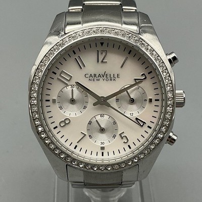 Caravelle New York Womens Watch 36mm MOP Chronograph 43L159 New Battery 6.25''