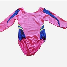 Girl's Size 11/12 Long Sleeve Leotard By Danskin. Pink and Blue With Sparkle.