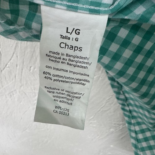 CHAPS Gr.L grün kariertes Baumwollhemd mit Knopfleiste Kurzarm pflegeleicht Tasche - Bild 5 von 5
