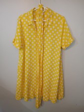 Lisa Maerie Hernandez Shirt Dress Sz L Linen Blend Belted Yellow Polka Dot Boho