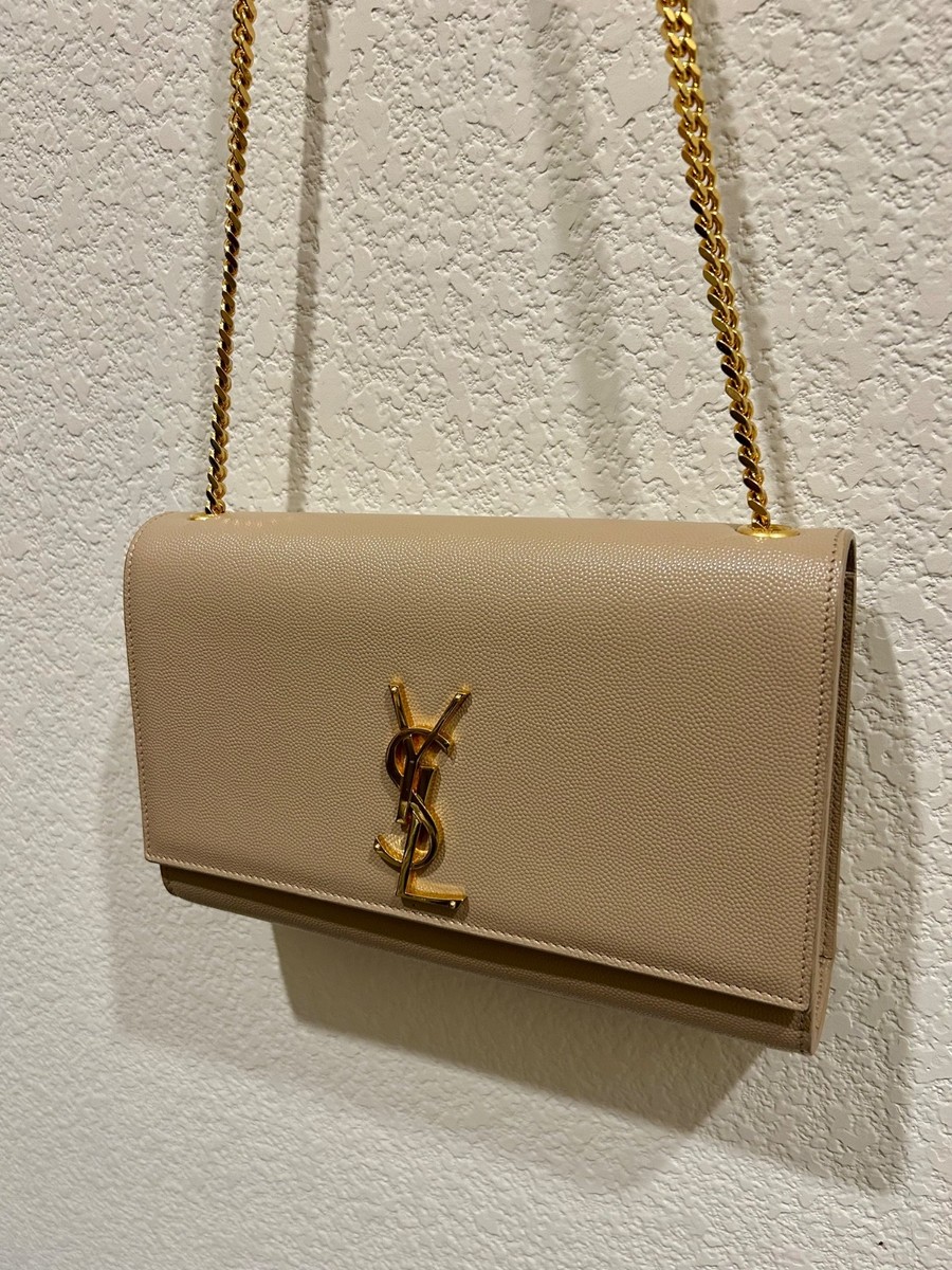 Saint Laurent Grain De Poudre Medium Classic Monogram Kate Shoulder Bag