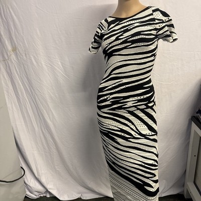 Size 40 Roberto Cavalli Zebra Pattern Viscose Blend Dress GWM500 New