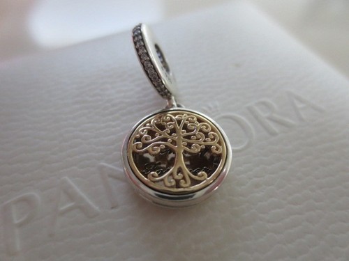 GENUINE PANDORA FAMILY ROOTS TWO TONE 14K GOLD & S/SILVER DANGLE CHARM 791988CZ - Picture 9 of 12