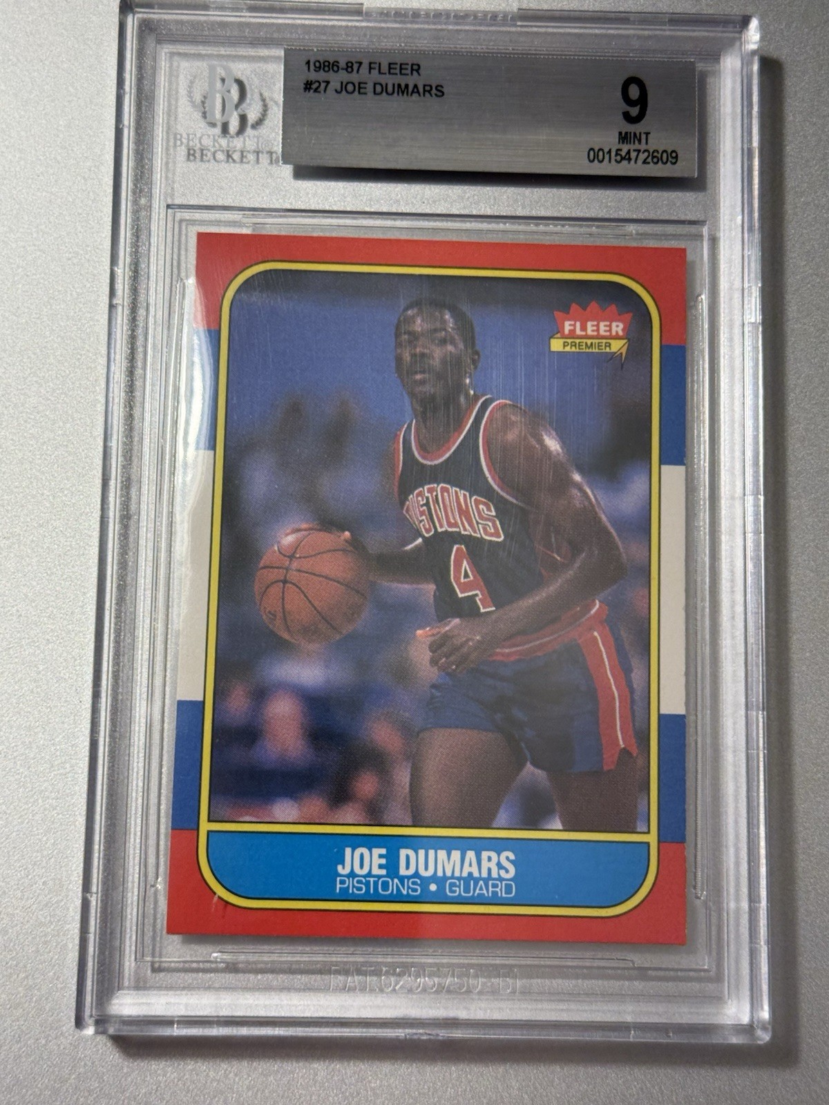 1986-87 Fleer Basketball Joe Dumars RC #27 BGS 9 Detroit Pistons