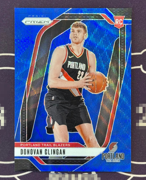 Donovan Clingan 2024-25 Panini Prizm 041/125 Blue Wave RC Blazers #221