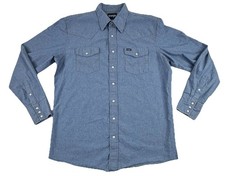 Wrangler Cowboy Cut Long Sleeve Western Snap Chambray Work Shirt Men s 17.5 x 37