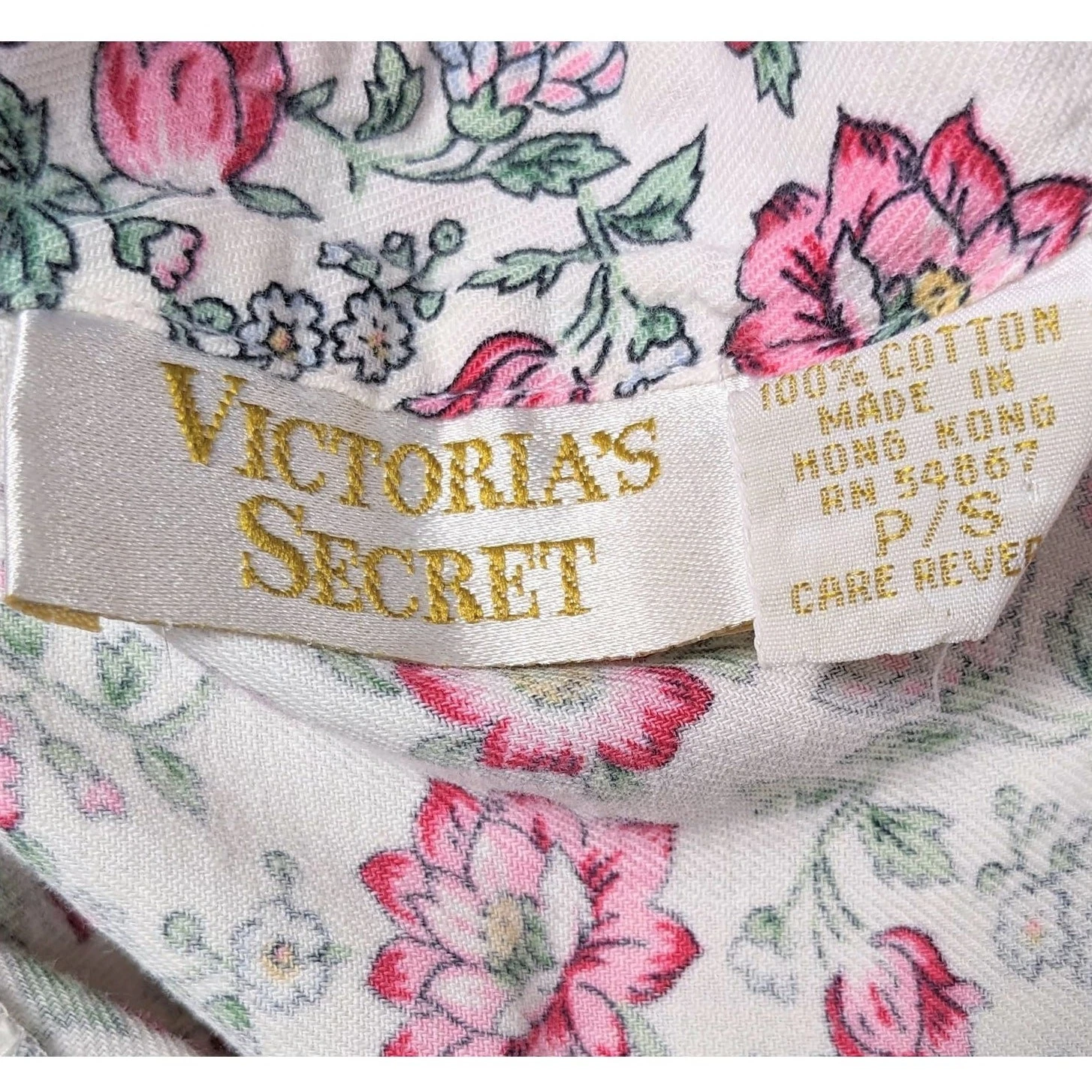UNDERCOVER Camicia da notte vintage Victoria's Secret floreale rosa e bianco cotone vestito
