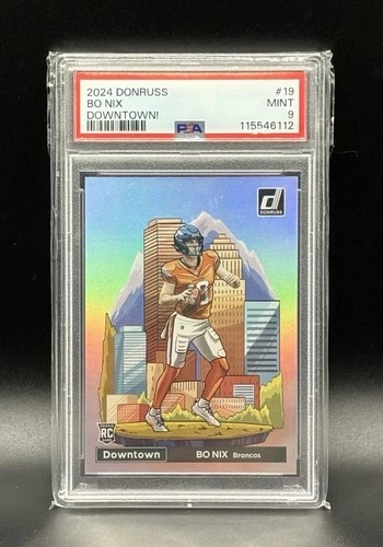2024 Panini Donruss Downtown! Bo Nix #19 (RC) PSA 9 SSP Rookie🔥