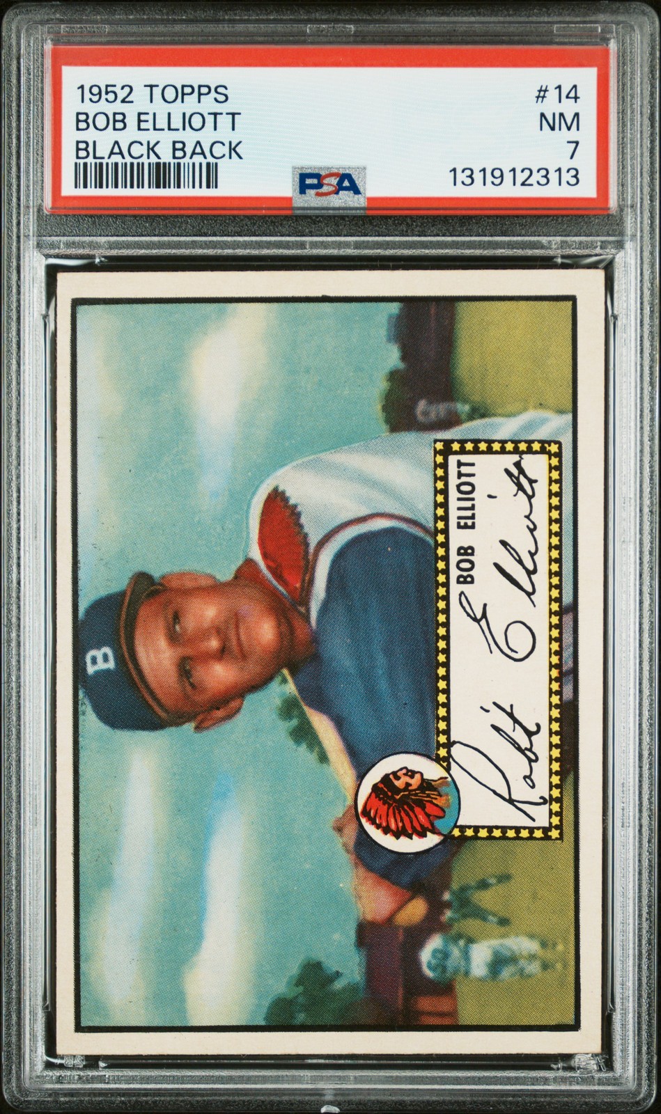 1952 TOPPS BLACK BACK #14 BOB ELLIOTT PSA 7