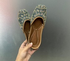 Women ethnic Indian Wedding Jutti mojari Bellie US size 5-10 wings green fashion
