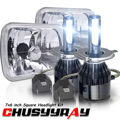 2x 7x6'' Rectangle Housing LED Headlight H4/9003 For Ford E100 E150 E250 E350