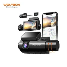 WOLFBOX I07 Dash Cam 3 Channel Dash Camera for Car Front Rear 4K Dash Camera GPS