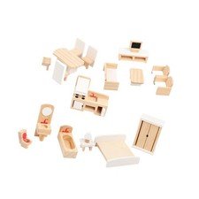 Wooden Dollhouse Furniture Set Children Pretend Play Educational Toy for Kids