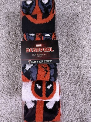 Men's Marvel Deadpool  7 Days of Cozy Crew Socks Size 6-12 gift pack