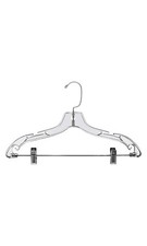 SSWBasics 17 inch Clear Plastic Suit Hangers - Case of 100 - Clear Plastic Suit