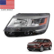 Headlight For 2016 2017 2018 Ford Explorer Halogen W/LED DRL Black Left Side