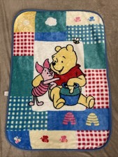 Vintage Disney Winnie the Pooh Piglet Honey Pot Baby Blanket 30" x 44" Soft