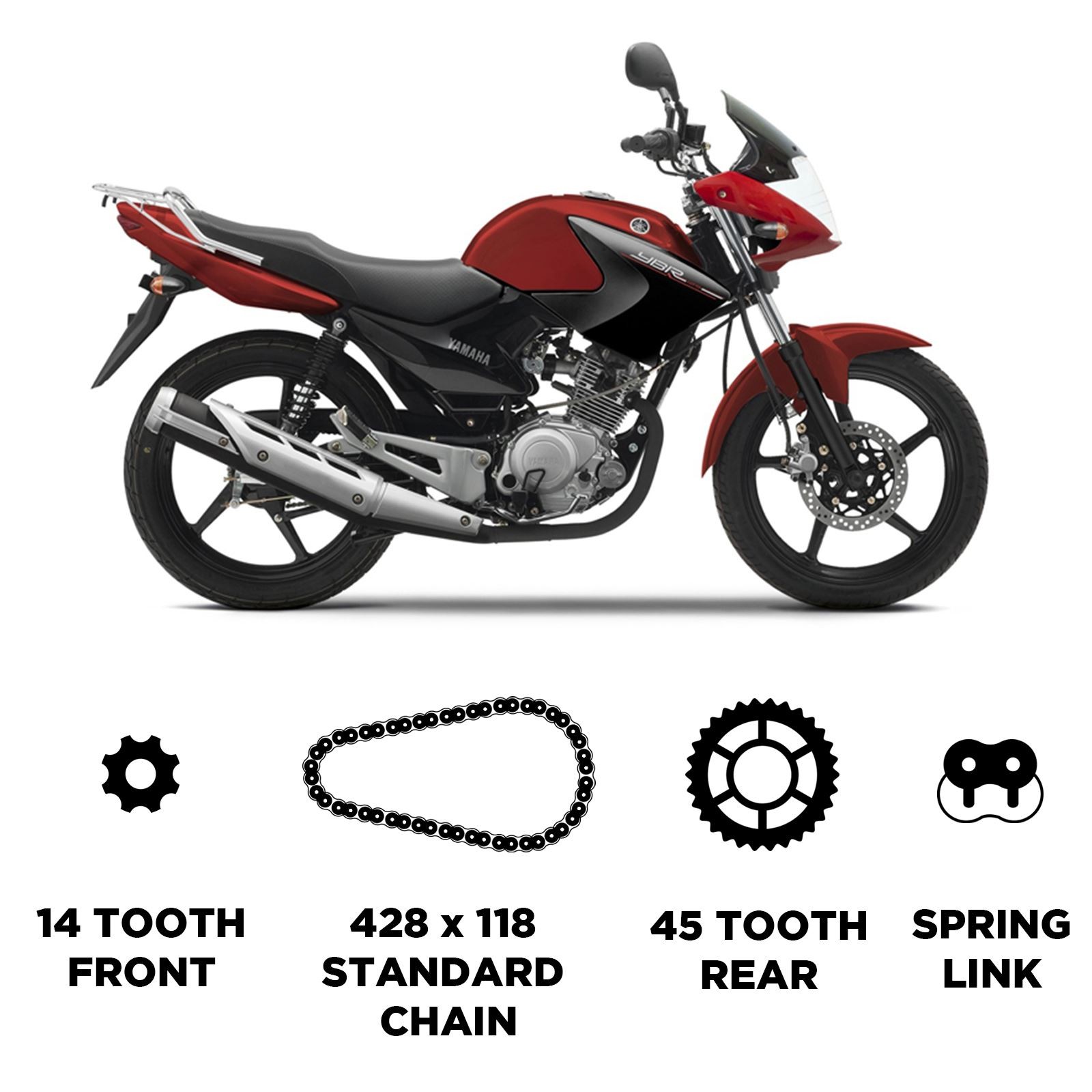 DID Chain & Sprocket Kit for Yamaha YBR 125 08-08