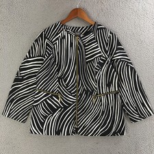 Travelers Collection by Chicos Blazer Jacket Womens 1 Long Sleeve Black White