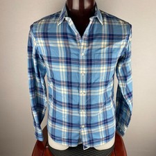 Untuckit Mens Shirt Flannel Blue Pink Multicolor Slim Fit Wrinkle Free M