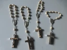 lot of 4 ten dozen wooden beads carved fab France Miraculous Virgin