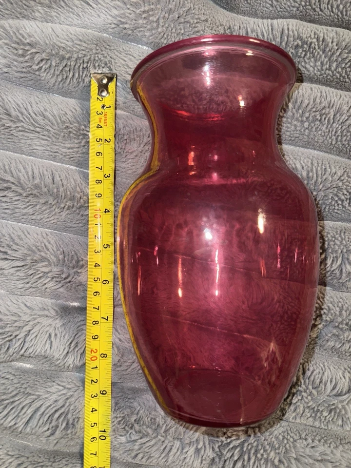 Florero vintage de vidrio rosa arándano Foto 2 de 2