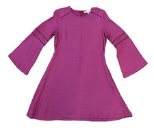 LOFT 12 Hot Pink Bell Flare Sleeve Dress Lattice Cut Out Details Boho Hippie