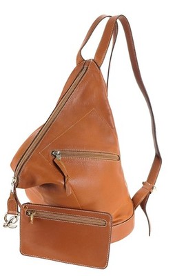 Authentic LOEWE Anagram Brown Leather Anton Backpack Bag Spain + Pochette