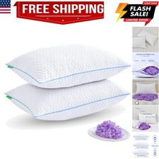 Shredded Memory Foam Pillows for Sleeping 2 Pack - Cooling Bed Pillows Standa...