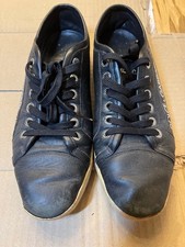 Dolce&Gabbana Men 9.5US Sneakers Side Logo Vintage Black CS0527 Luxury Casual