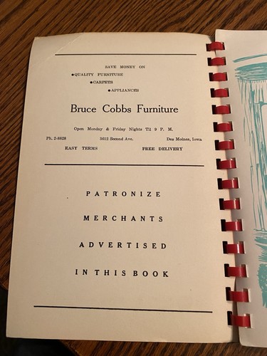 Vtg 1953 Cook Book Desmoines Iowa Advertising Implement North Reformed Church - Picture 3 of 19