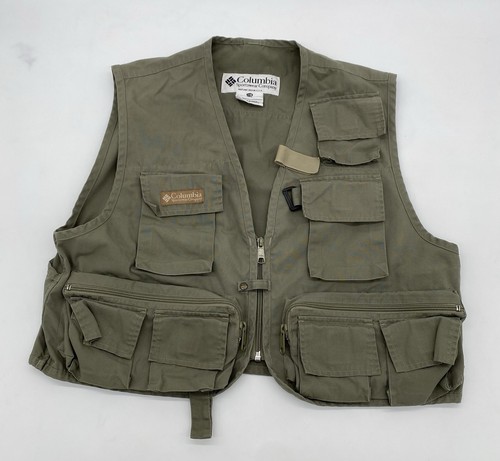Vintage Columbia Sportswear Multi-Pocket Fishing Vest, OD Green, Men’s Size S/M