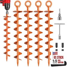 Ground Anchor Screw in Spiral Trampoline Anchors with Nut and 4 Pack Orange