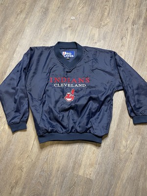 90s Vintage Cleveland Indians Blue Pro Player Baseball Windbreaker Size Youth L