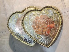 Vintage Collectible Double Heart Western Style Belt Buckle- Silver, Gold Rose