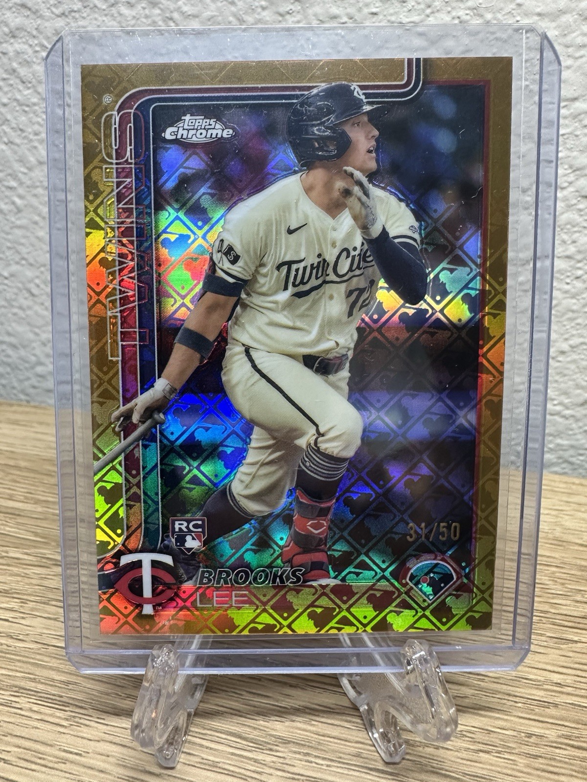 Brooks Lee 2025 Topps Chrome LogoFractor Gold Refractor /50 Twins #234