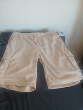 Centro Men's Khaki Cargo Shorts Cargo Pockets Drawstring Elastic Waist HR6266