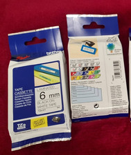 (2 Pack) Brother P-Touch Cassette 6mm x 8m Laminated Black on White Tape TZe-211