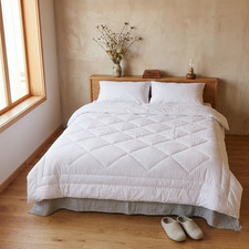 Natural Wool Comforter White, Sheep Wool Filled Blanket, Cotton Batiste Cover