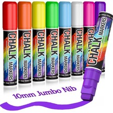 Window Chalk Markers for Cars Washable: 10mm Jumbo Liquid Chalk Pens, Wet Era...