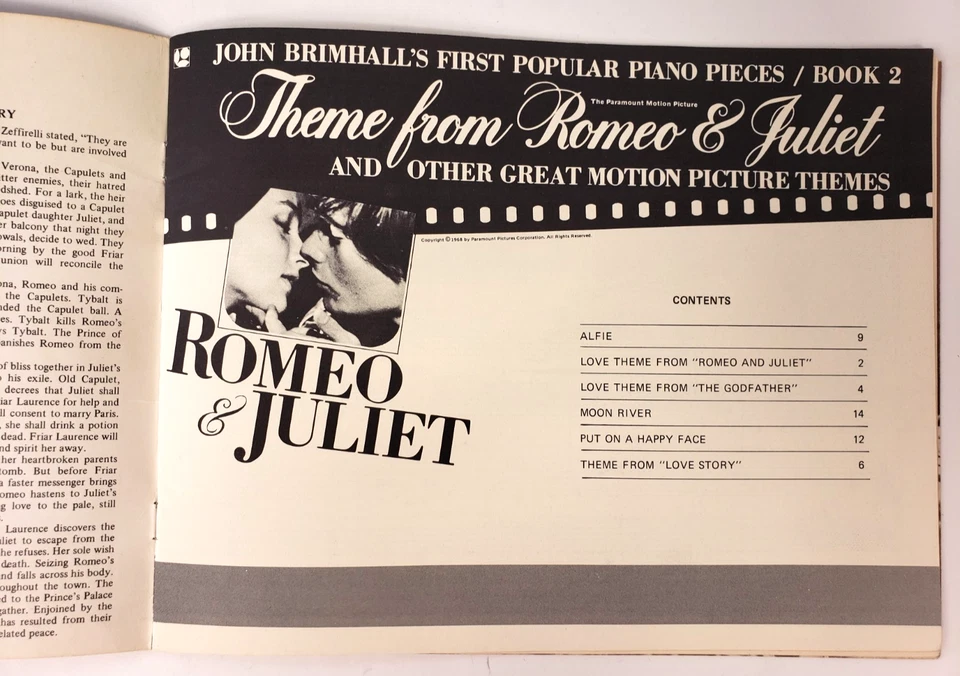 John Brimhall's Popular Piano Pieces Book 2 Romeo & Juliet Motion Picture Themes - Image 4 of 4