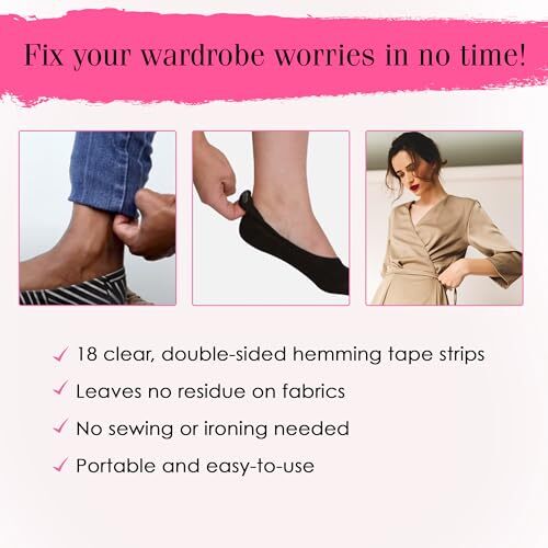 Hollywood Fashion Secrets Temporary Hem Tape, NoSew Fabric Adhesive
