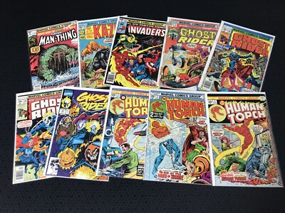 MARVEL  Bronze age comic Lot Ghost Rider Invader Human Torch Man Thing Ka-Zar