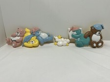 Nursery Sleepy Teddies Clouds Stars Wall Plaques Vintage Burwood Set of 3
