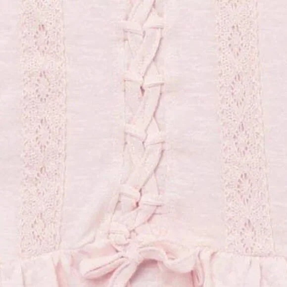 NEW 7 FOR ALL MANKIND Kid Lace Up Bow Ruffle High Low Asymmetrical Slub T Shirt — 第 2/2 张图片