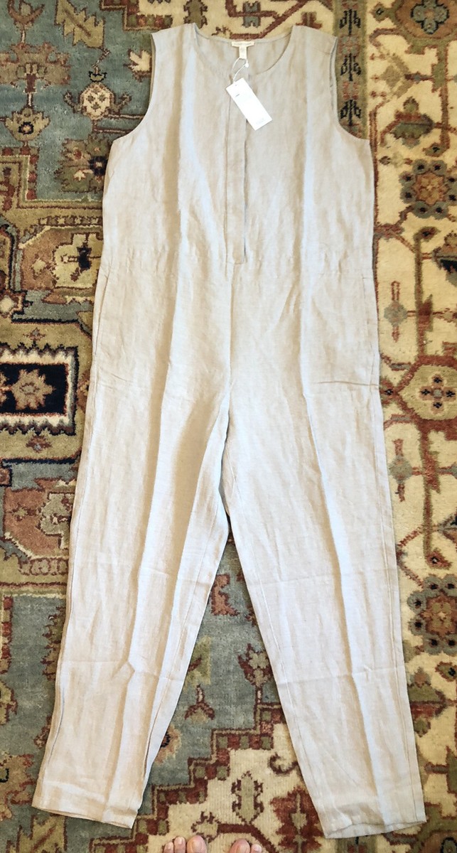 NWT Eileen Fisher Organic Undyed Natural Linen Round Neck