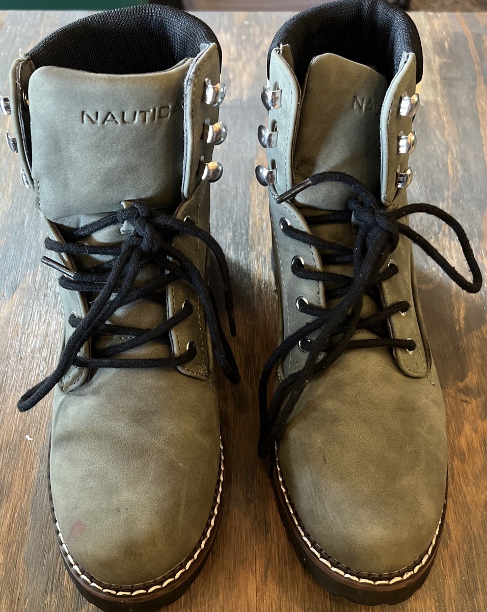 Nautica Womens Galiah Green Ankle Hiking Boots Shoes Medium Lace Ups - Main Image