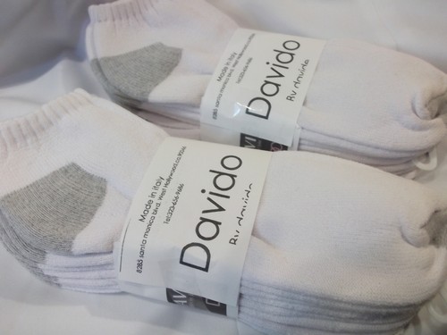 Davido women socks ankle low 100% cotton made in Italy white 8 pairs size 9-11 - Picture 2 of 2